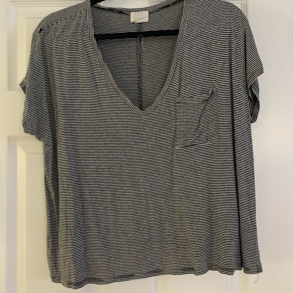 black and white striped tee